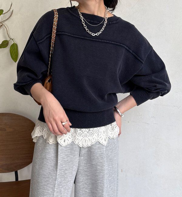  「ピグメント加工スウェットライクニット」|ニット・セーター|