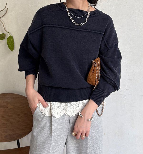  「ピグメント加工スウェットライクニット」|ニット・セーター|