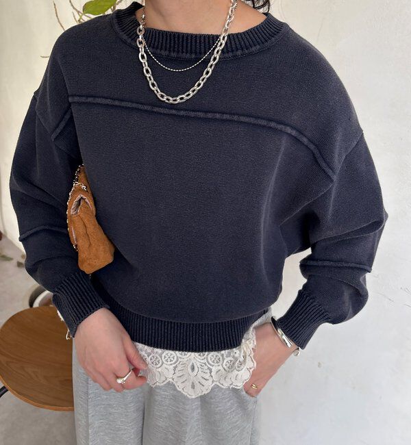  「ピグメント加工スウェットライクニット」|ニット・セーター|