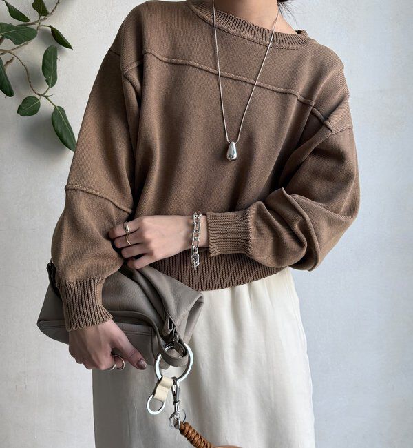  「ピグメント加工スウェットライクニット」|ニット・セーター|