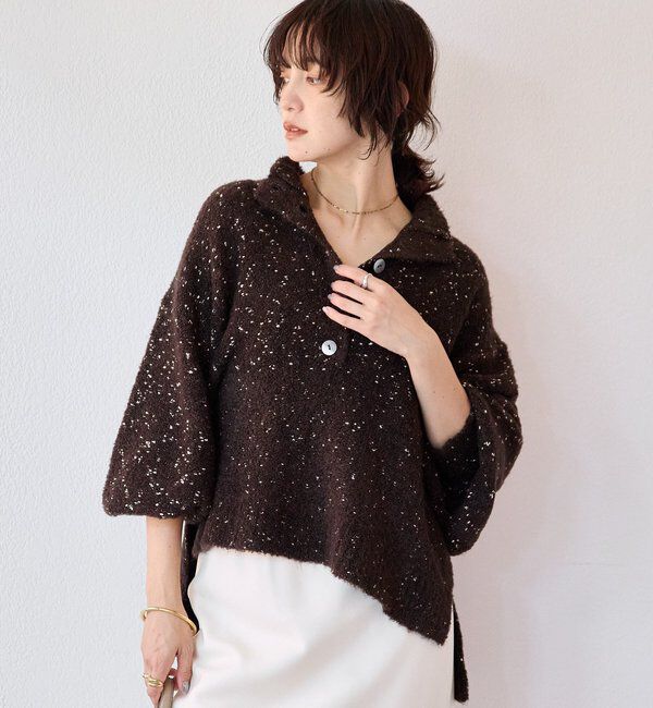  「【キャッチーな編地】ラメノット2wayタートル」|ニット・セーター|