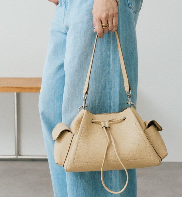  「予約【収納力抜群】2WAYサイドポケット巾着ショルダー」|ショルダー・メッセンジャー|ベージュ