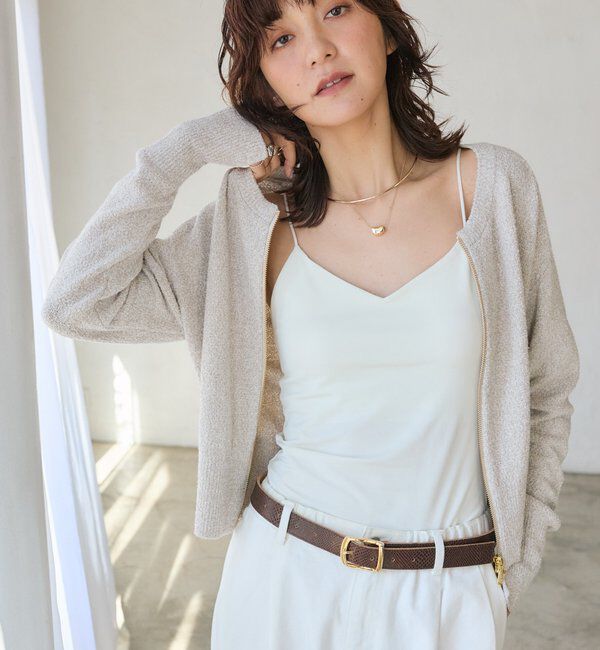  「予約【大人のこなれ感】メランジブークレーZIPニット」|カーディガン|