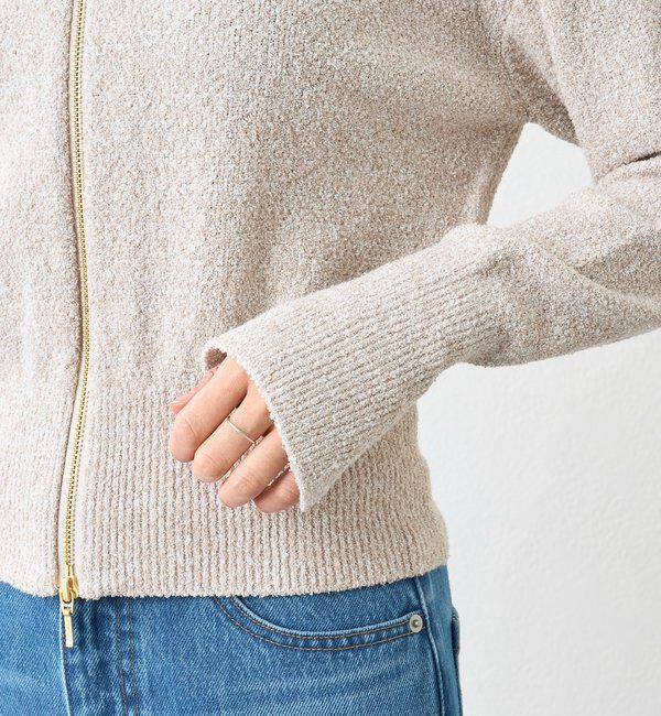  「予約【大人のこなれ感】メランジブークレーZIPニット」|カーディガン|