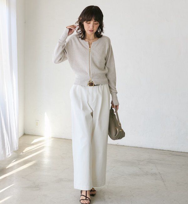  「予約【大人のこなれ感】メランジブークレーZIPニット」|カーディガン|