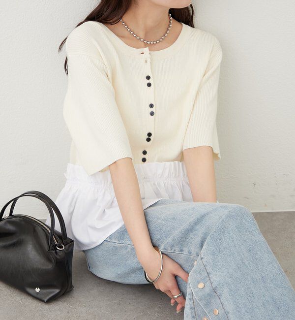  「ペプラム半袖ニット」|ニット・セーター|