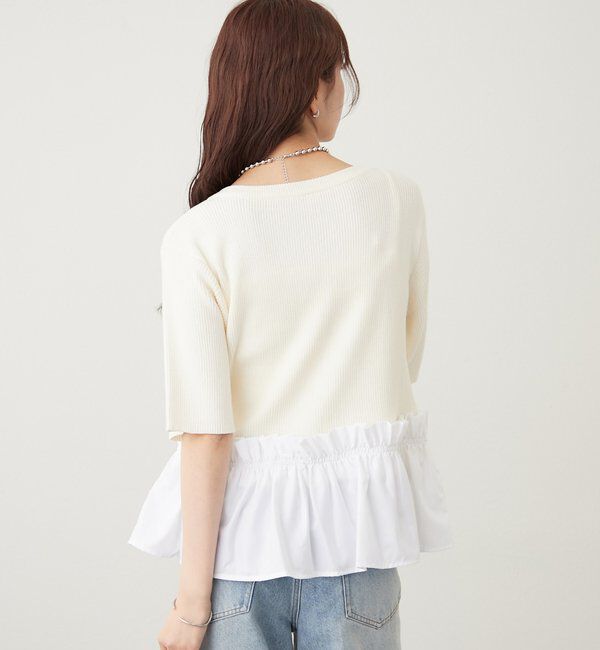  「ペプラム半袖ニット」|ニット・セーター|