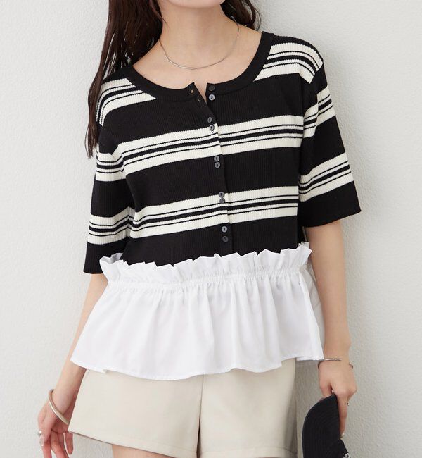  「ペプラム半袖ニット」|ニット・セーター|