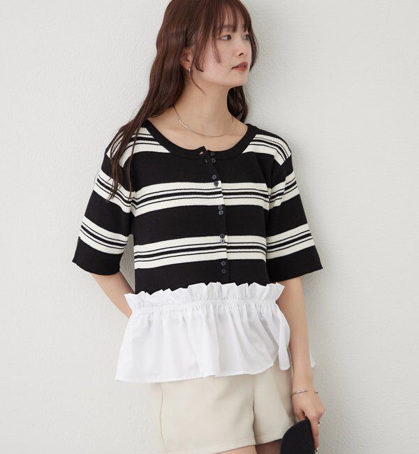  「ペプラム半袖ニット」|ニット・セーター|