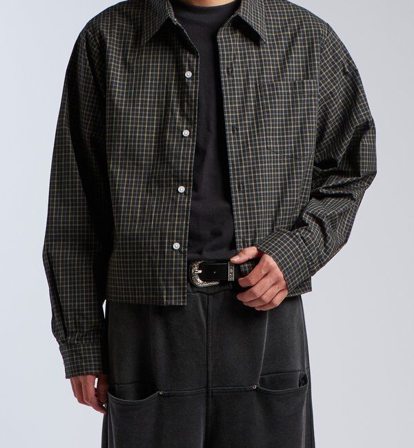  「【KOOKY'N/クーキー】クロップドチェックシャツ　※２サイズ展開」|シャツ・ブラウス|グリーン