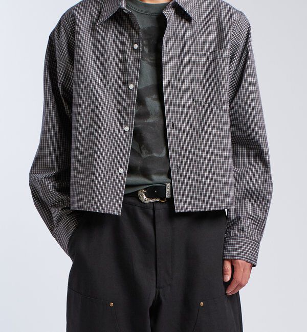  「【KOOKY'N/クーキー】クロップドチェックシャツ　※２サイズ展開」|シャツ・ブラウス|ブラック