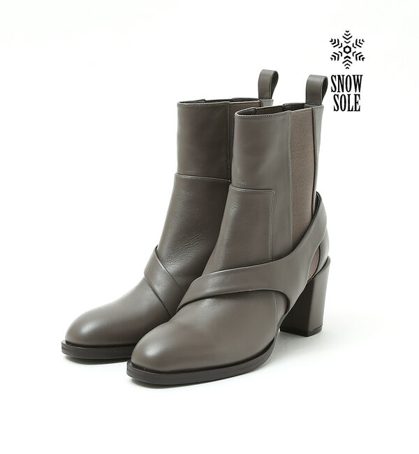AU BANNISTER「【スノーソール】変形サイドゴアヒールブーツ」|ショートブーツ|グレージュ
