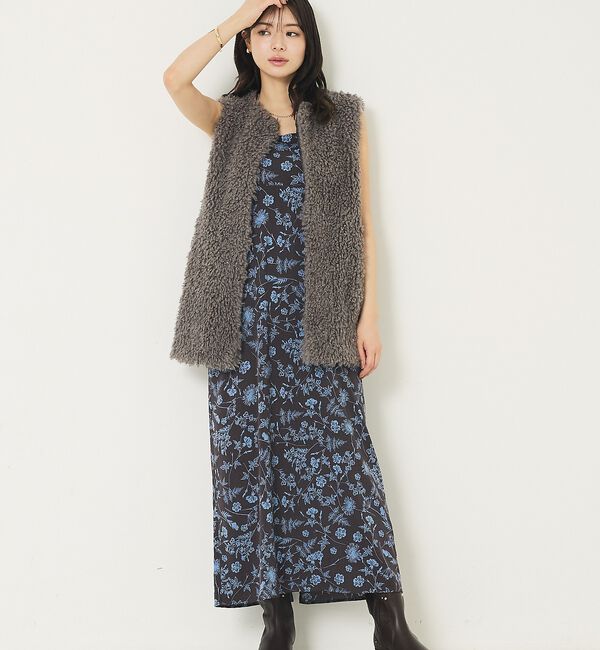 abahouse mavie「フェイクファーベスト」|ベスト・ジレ|