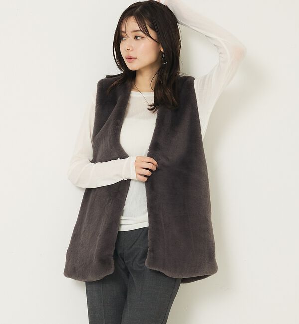 abahouse mavie「フェイクファーベスト」|ベスト・ジレ|