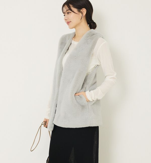 abahouse mavie「フェイクファーベスト」|ベスト・ジレ|