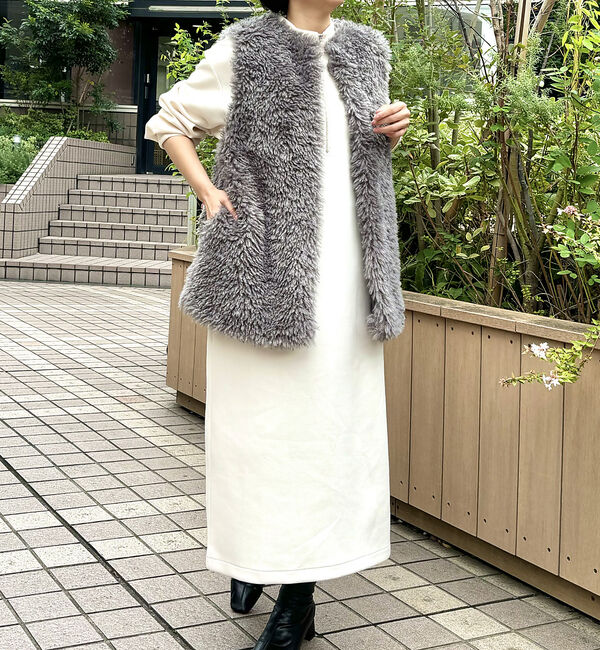 abahouse mavie「フェイクファーベスト」|ベスト・ジレ|