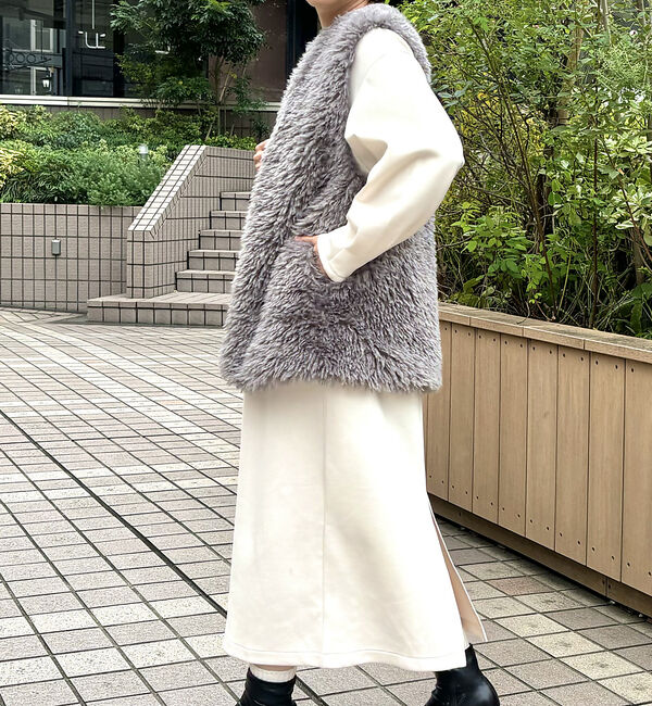 abahouse mavie「フェイクファーベスト」|ベスト・ジレ|