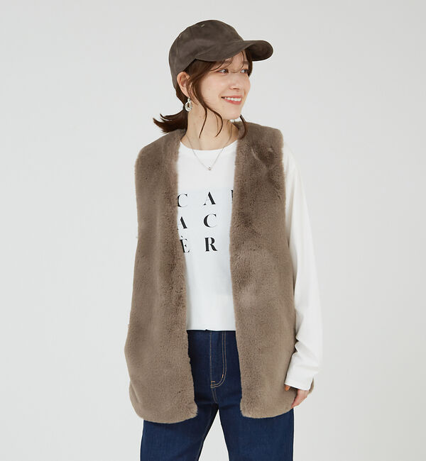 abahouse mavie「フェイクファーベスト」|ベスト・ジレ|