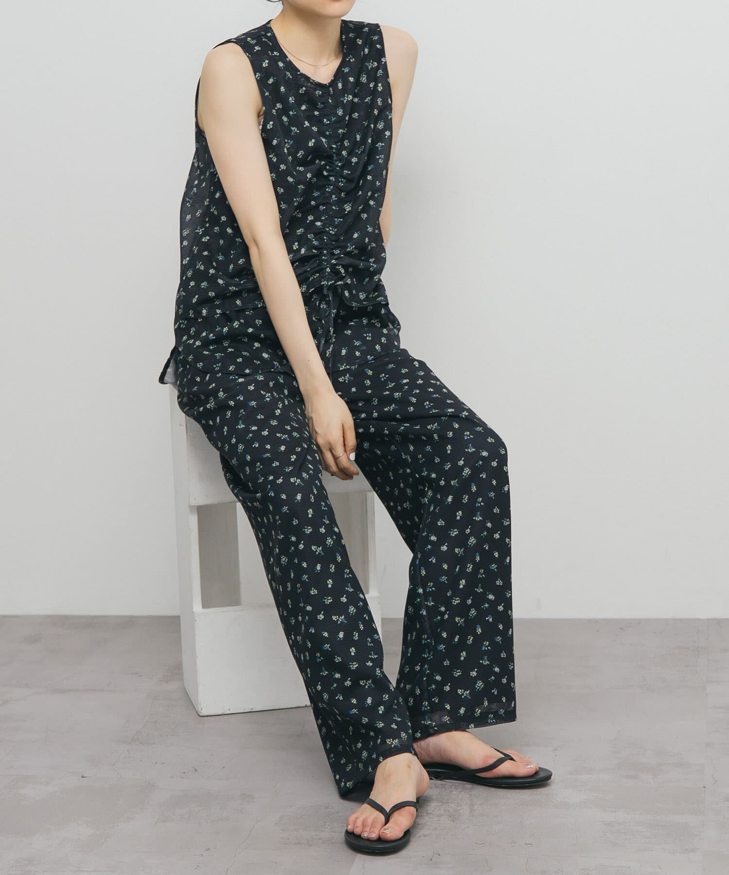  「フラワープリントメッシュパンツ」|その他|ブルー系その他
