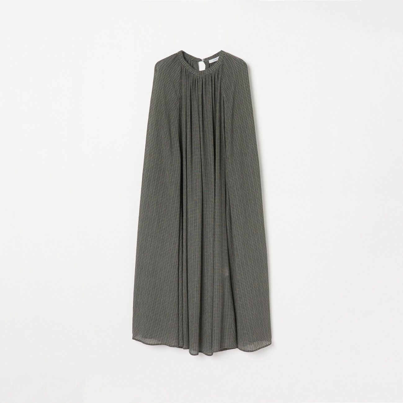 HELIOPOLE「HELIOPOLE CRAPE WINDOWPANE N/S DRESS」|ワンピース|カーキ