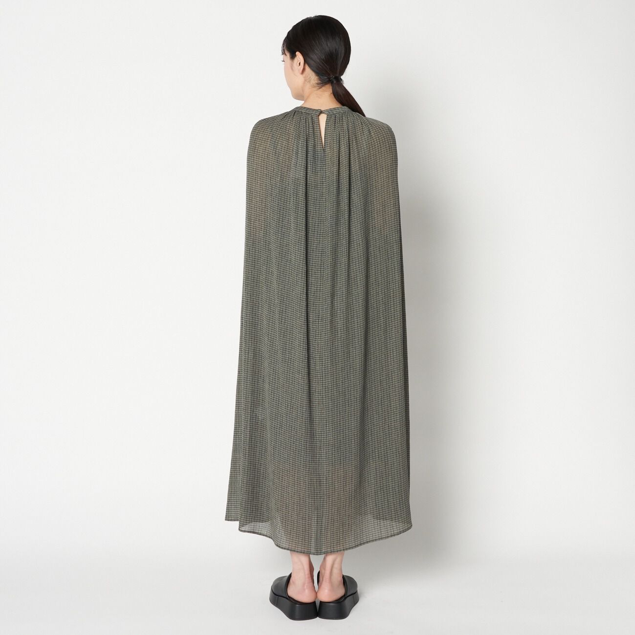 HELIOPOLE「HELIOPOLE CRAPE WINDOWPANE N/S DRESS」|ワンピース|