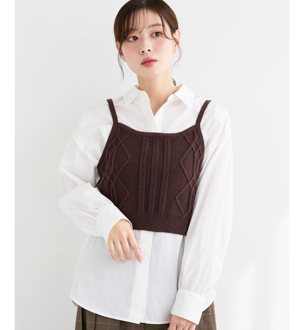  「ブラウス&times;ニットビスチェセット」|シャツ・ブラウス|オフ