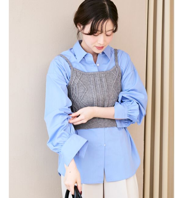  「ブラウス&times;ニットビスチェセット」|シャツ・ブラウス|