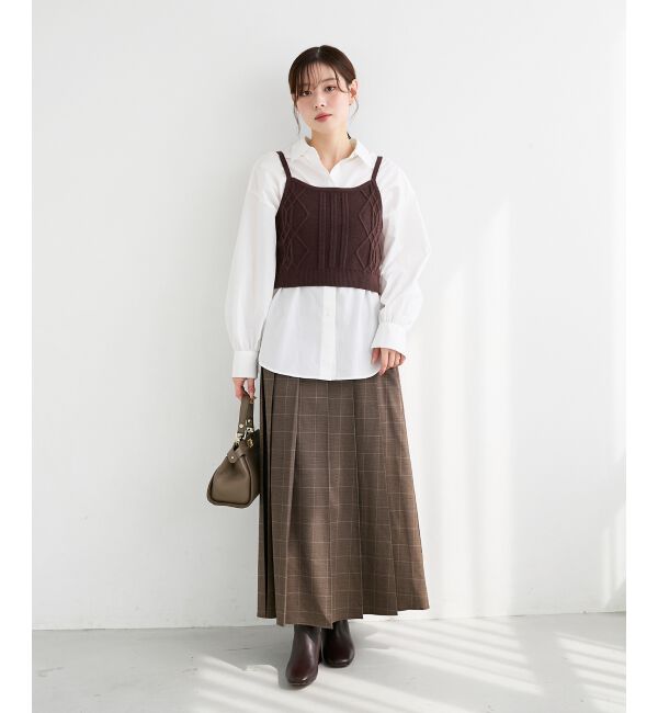  「ブラウス&times;ニットビスチェセット」|シャツ・ブラウス|