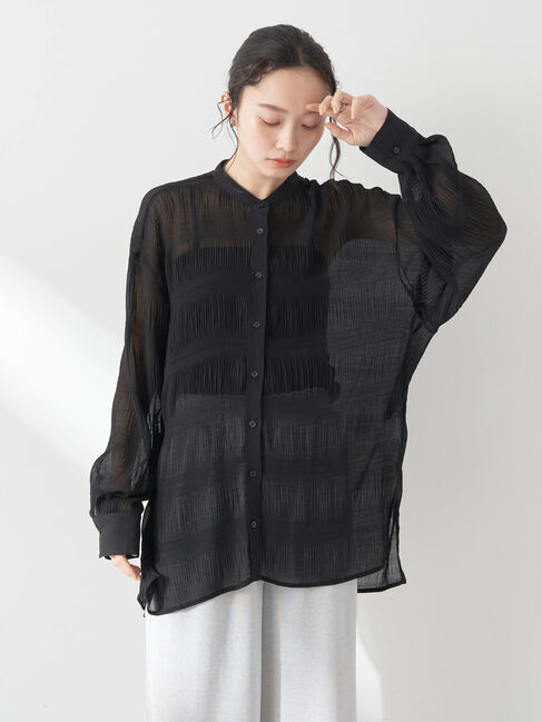 earth music&ecology「クシュクシュシアーシャツ」|シャツ・ブラウス|Black