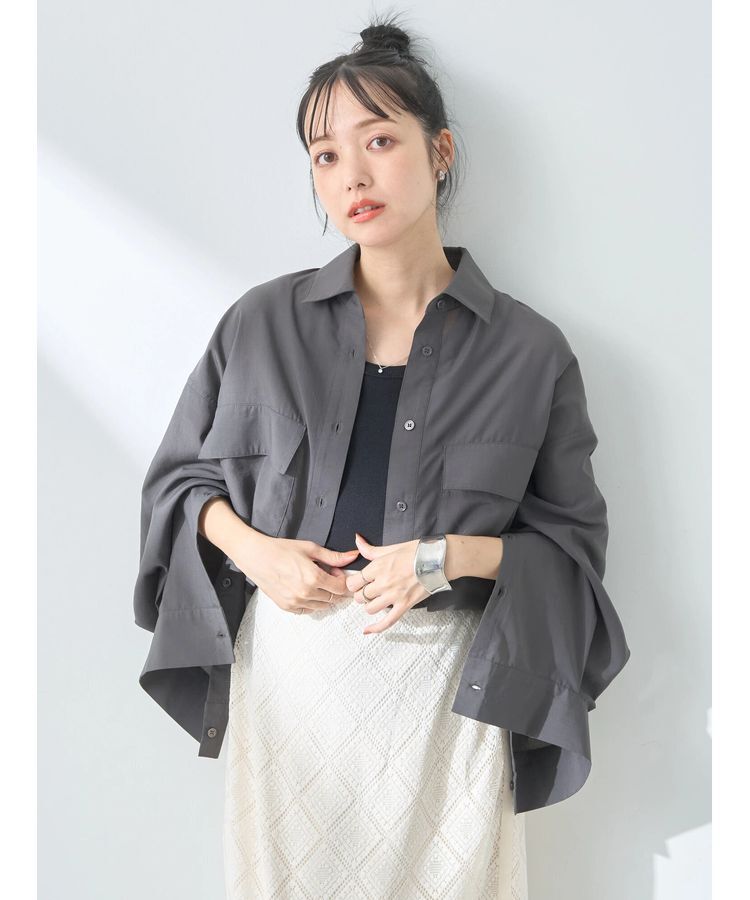 earth music&ecology「ビッグポケットショートシャツ」|シャツ・ブラウス|Charcoal Gray