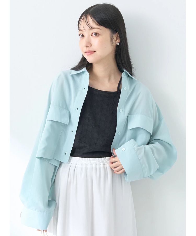 earth music&ecology「ビッグポケットショートシャツ」|シャツ・ブラウス|Mint Green