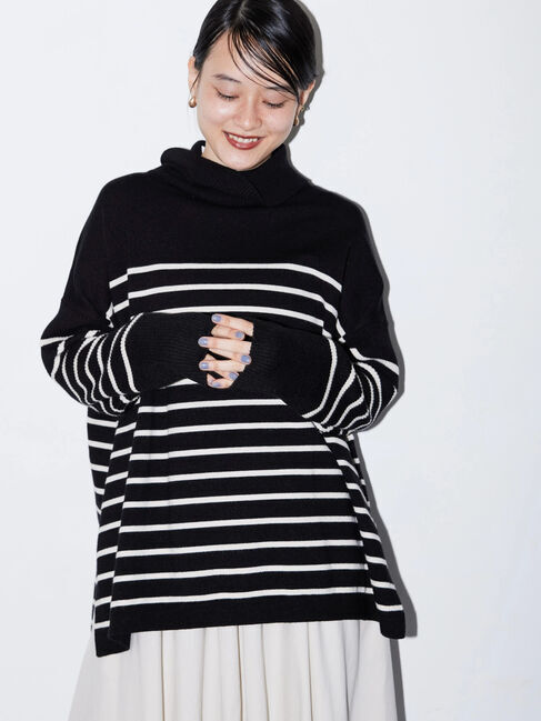  「パチパチしにくいハイネックBIGニットプルオーバー」|ニット・セーター|
