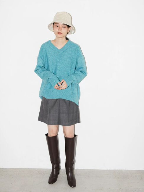  「Vネック前振りコクーンニットプルオーバー」|ニット・セーター|
