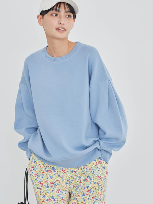 AMERICAN HOLIC「袖タックニットプルオーバー」|ニット・セーター|サックスブルー