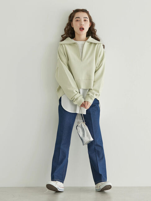  「SET ハーフZIPスウェット+シャツテールプルオーバー」|Tシャツ・カットソー|