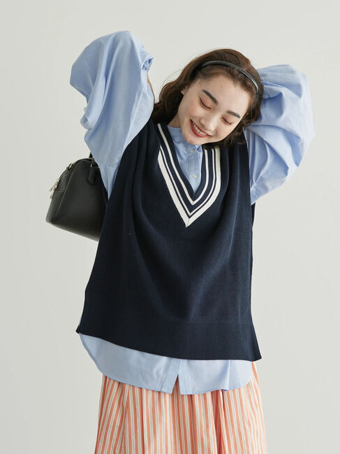 AMERICAN HOLIC「SET　ニットベスト+ボリュームスリーブシャツ」|ニット・セーター|