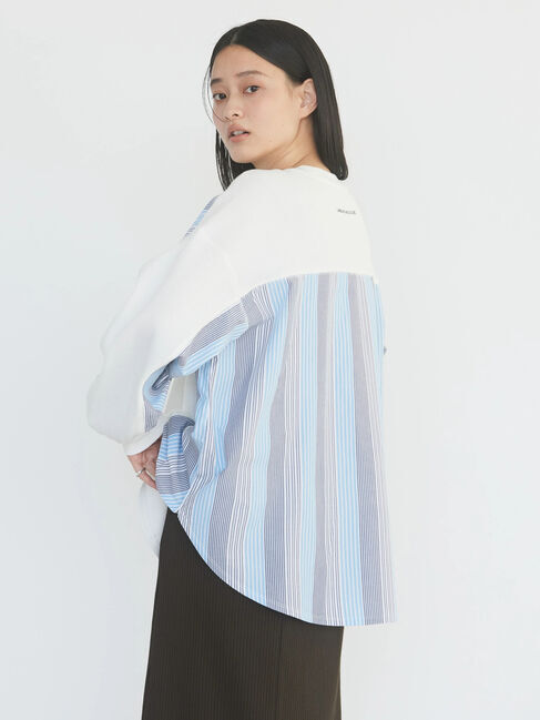  「ドッキングストライプワッフルプルオーバー」|Tシャツ・カットソー|