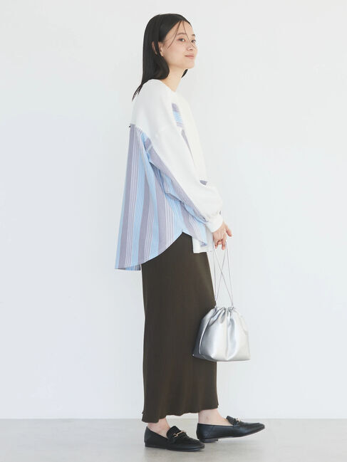  「ドッキングストライプワッフルプルオーバー」|Tシャツ・カットソー|