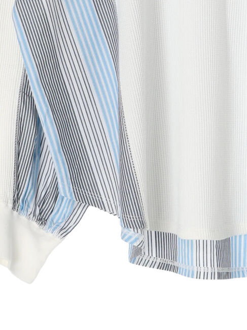  「ドッキングストライプワッフルプルオーバー」|Tシャツ・カットソー|