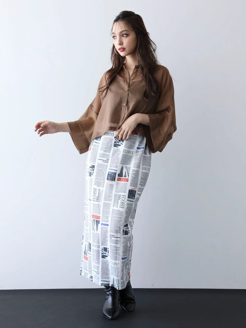 Green Parks「EGOIST　5分袖短丈シアーシャツ」|シャツ・ブラウス|