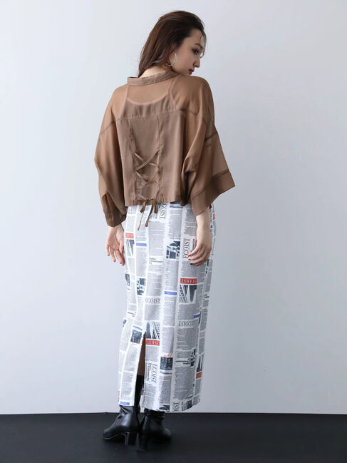 Green Parks「EGOIST　5分袖短丈シアーシャツ」|シャツ・ブラウス|