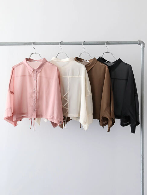 Green Parks「EGOIST　5分袖短丈シアーシャツ」|シャツ・ブラウス|