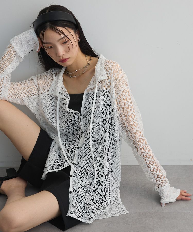 AnriettMusee「2WAYリボン付きレースシャツ」|シャツ・ブラウス|