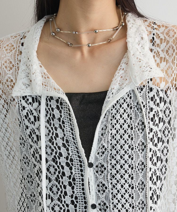 AnriettMusee「2WAYリボン付きレースシャツ」|シャツ・ブラウス|