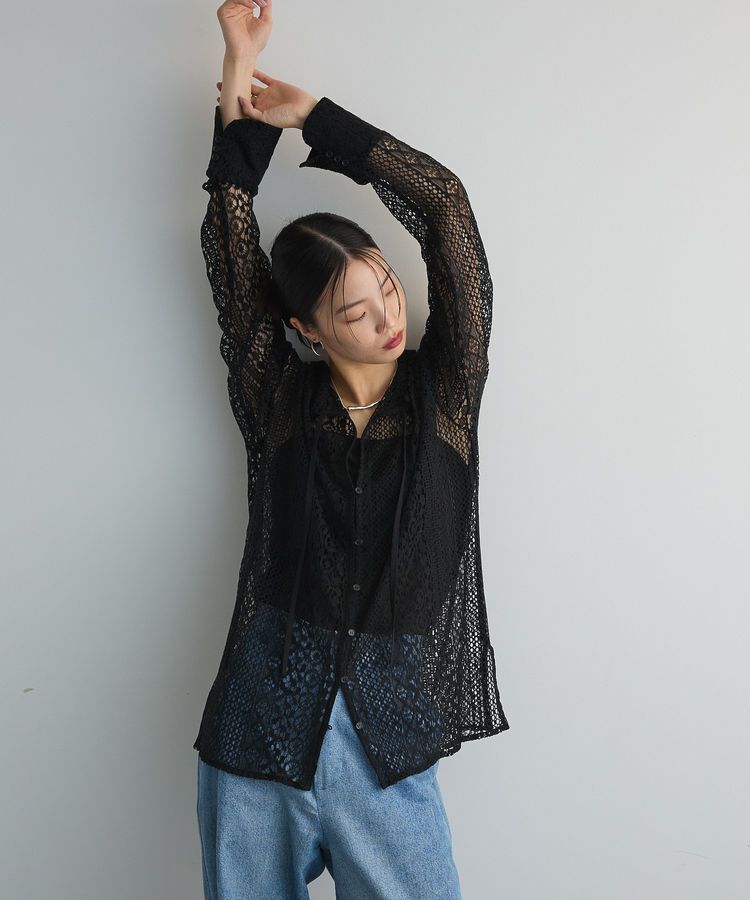 AnriettMusee「2WAYリボン付きレースシャツ」|シャツ・ブラウス|