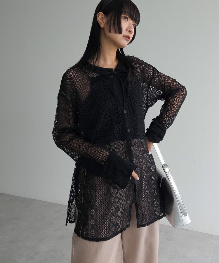 AnriettMusee「2WAYリボン付きレースシャツ」|シャツ・ブラウス|