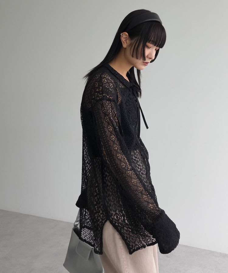 AnriettMusee「2WAYリボン付きレースシャツ」|シャツ・ブラウス|