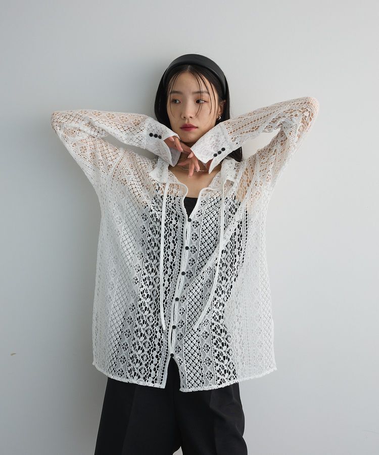 AnriettMusee「2WAYリボン付きレースシャツ」|シャツ・ブラウス|