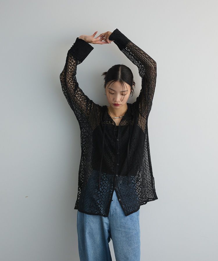 AnriettMusee「2WAYリボン付きレースシャツ」|シャツ・ブラウス|Black