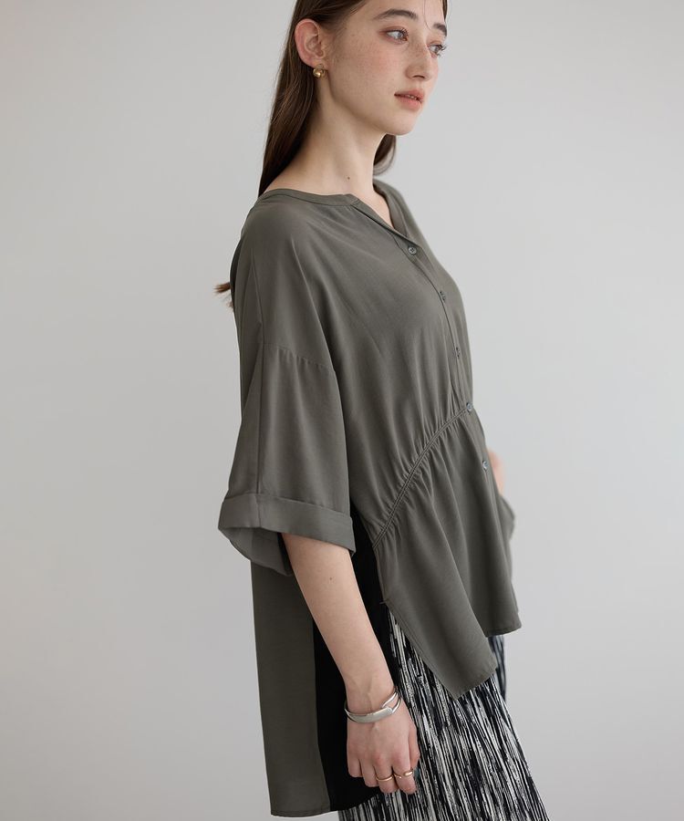 Editt by YECCA VECCA「ギャザーデザイン配色シャツ」|シャツ・ブラウス|